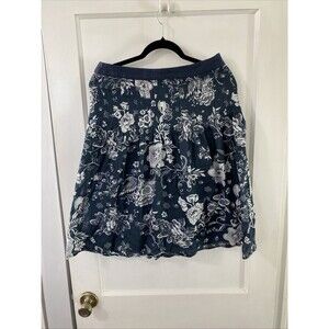 Women's Folia Skirt - Size 11 - Blue/White - Floral  Pleated Side Zip